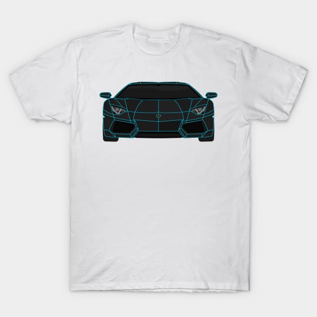 AVENTADOR BLUE AND BLACK T-Shirt by VENZ0LIC